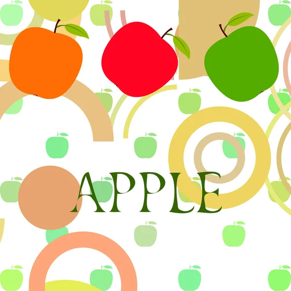 Illustrazione Vettoriale Cornice Apple Scheda Vettoriale Con Mela Foglia — Vettoriale Stock