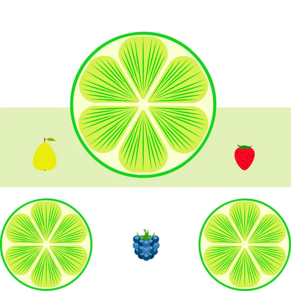 Frutas Bayas Iconos Coloridos Frutas Dibujos Animados Manzana Pera Mora — Vector de stock