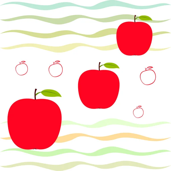 Apfelrahmenvektorillustration Vektorkartendesign Mit Apfel Und Blatt — Stockvektor