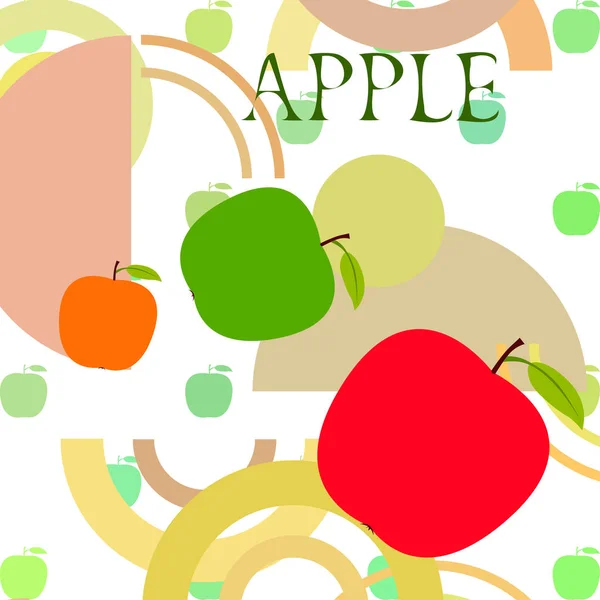 Apple Frame Vector Illustratie Vector Kaart Ontwerp Met Appel Blad — Stockvector