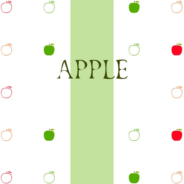 Illustrazione Vettoriale Cornice Apple Scheda Vettoriale Con Mela Foglia — Vettoriale Stock