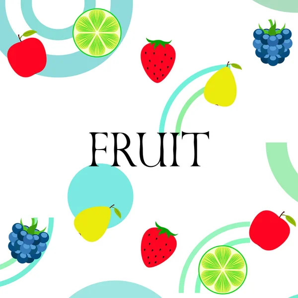 Frutas Bayas Iconos Coloridos Frutas Dibujos Animados Manzana Pera Mora — Archivo Imágenes Vectoriales