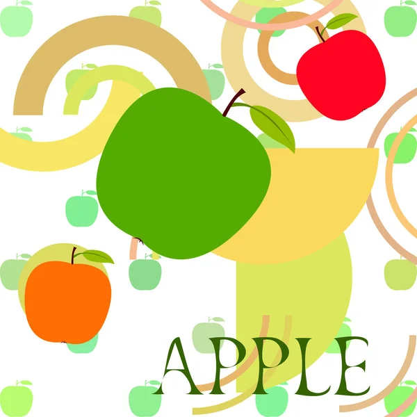 Apfelrahmenvektorillustration Vektorkartendesign Mit Apfel Und Blatt — Stockvektor