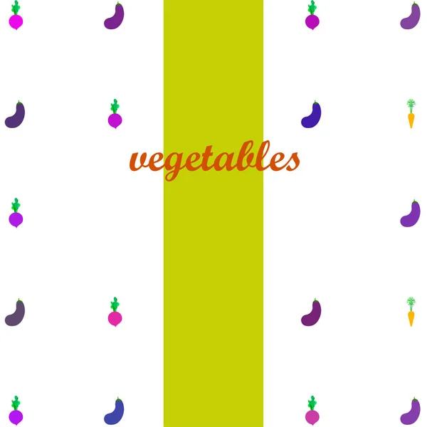 Morot, betor, aubergine, färska grönsaker. Affisch för ekologisk mat. Utformning av jordbruksmarknaden. Vektor bakgrund. — Stock vektor
