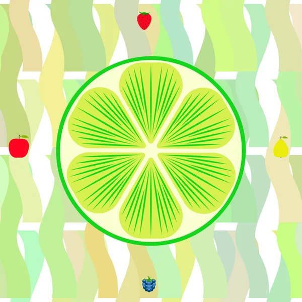 Frutas Bayas Iconos Coloridos Frutas Dibujos Animados Manzana Pera Mora — Vector de stock