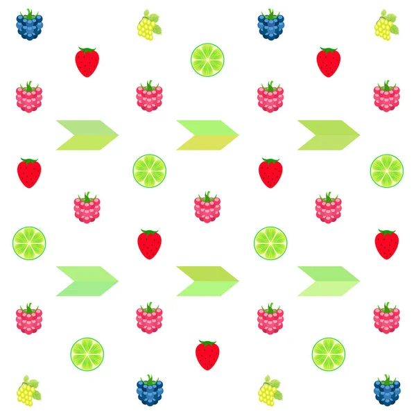 黑莓覆盆子葡萄草莓酸橙b — 图库矢量图片