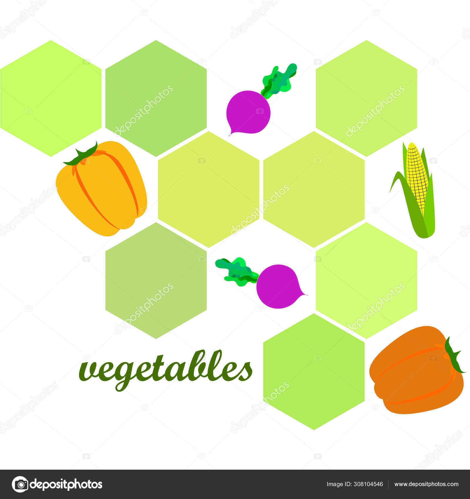 Fresh vegetables. Pepper, beet, corn. Organic food poster. Farmer