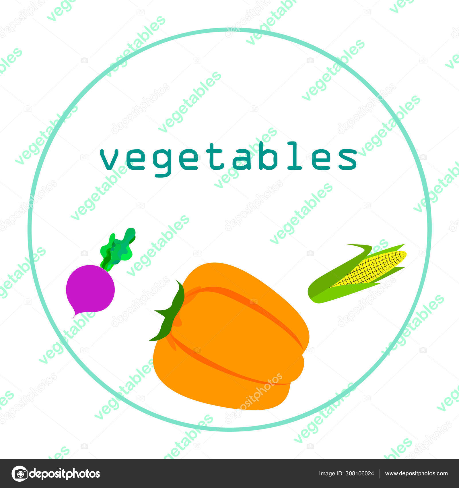 Fresh vegetables. Pepper, beet, corn. Organic food poster. Farmer