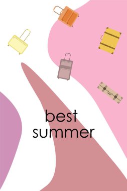 Bavul vektör karikatür tarzı illüstrasyon. Seyahat zamanı. Seyahat ve turizm.