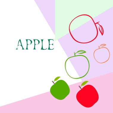 Apple çerçeve vektör illüstrasyon. Elma ve yaprak ile vektör kartı tasarımı.