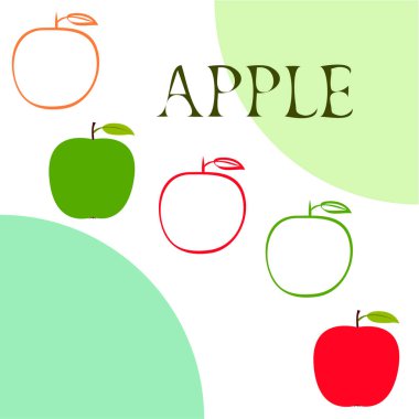 Apple çerçeve vektör illüstrasyon. Elma ve yaprak ile vektör kartı tasarımı.