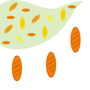 Fırın geçmişi. Çizgi grafikleri. Ekmek koleksiyonu. Ekmek Evi. Üst görünüm illüstrasyonu işleniyor. Vektör illüstrasyonu