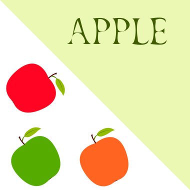 Apple çerçeve vektör illüstrasyon. Elma ve yaprak ile vektör kartı tasarımı.