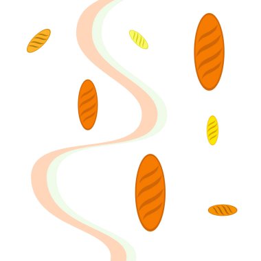 Fırın geçmişi. Çizgi grafikleri. Ekmek koleksiyonu. Ekmek Evi. Üst görünüm illüstrasyonu işleniyor. Vektör illüstrasyonu