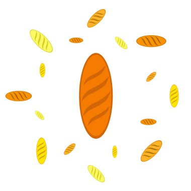 Fırın geçmişi. Çizgi grafikleri. Ekmek koleksiyonu. Ekmek Evi. Üst görünüm illüstrasyonu işleniyor. Vektör illüstrasyonu