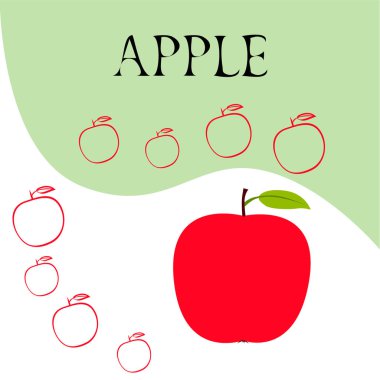 Apple çerçeve vektör illüstrasyon. Elma ve yaprak ile vektör kartı tasarımı.