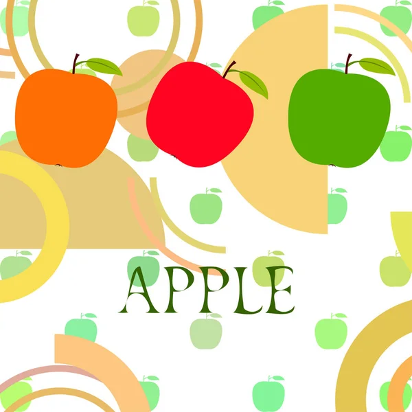 Illustration Vectorielle Cadre Apple Conception Carte Vectorielle Avec Pomme Feuille — Image vectorielle