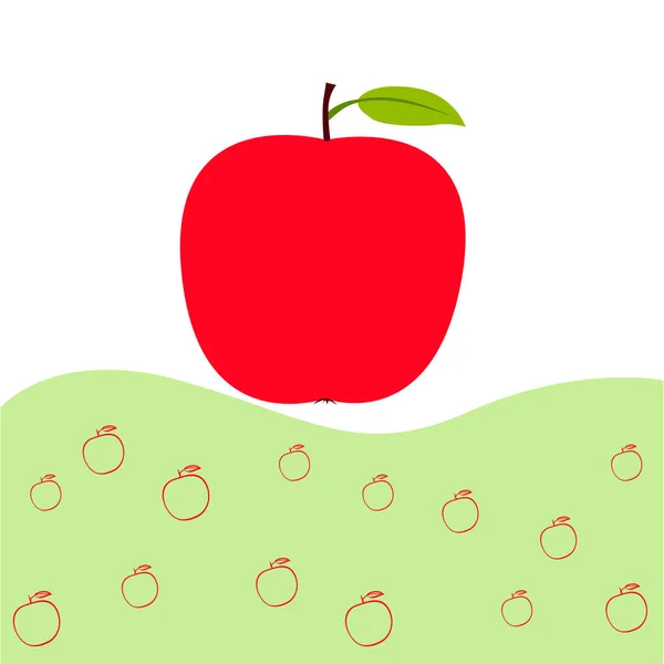 アップルフレームベクトルイラスト リンゴと葉のベクトルカードデザイン — ストックベクタ