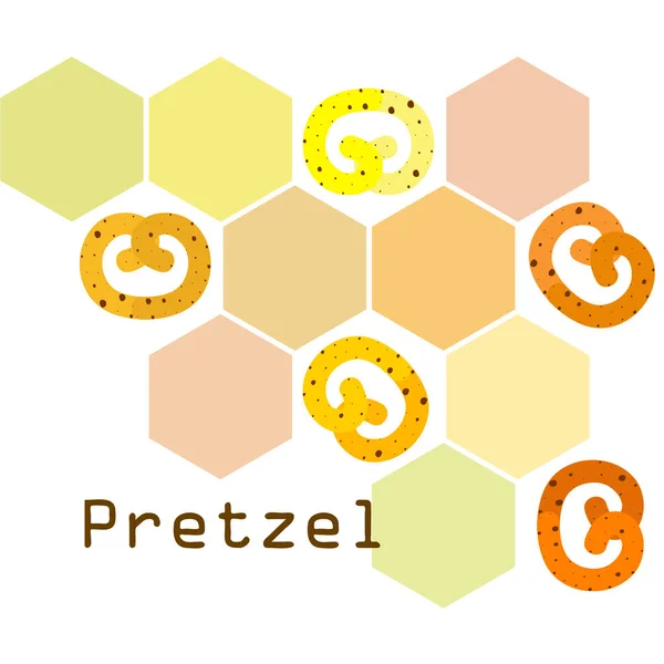 Pretzel Cocción tradicional. Ilustración para el Oktoberfest de vacaciones. Alemania. En Munich. Snack a cerveza. Café. Snack Bar. Pan. Panadería . — Vector de stock