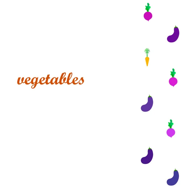 Wortel, bieten, aubergines, verse groenten. Biologisch voedsel poster. Landbouwmarktordening. Vectorachtergrond. — Stockvector