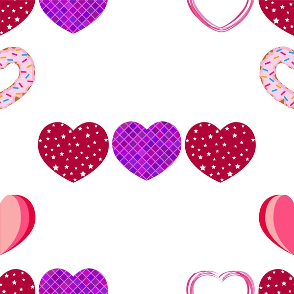Abstracte romantische achtergrond met harten. Vector achtergrond voor Valentijnsdag. — Stockvector