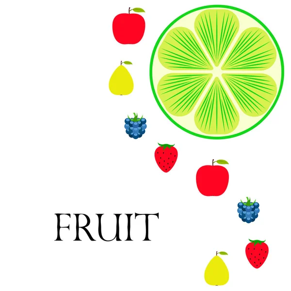 Fruits Baies Icônes Colorées Fruits Dessin Animé Pomme Poire Mûre — Image vectorielle