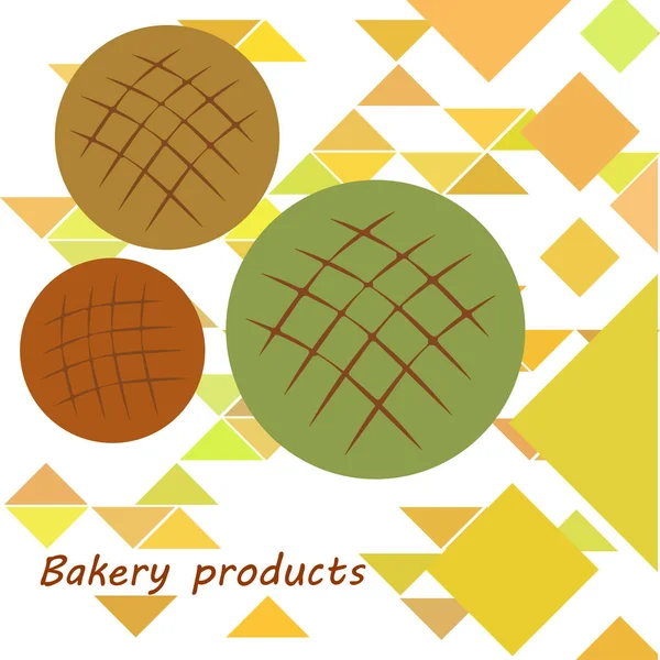 Bakery background. Line graphics. The collection of bread. Bread House. Engraving top view illustration. Vector illustration — Stock vektor