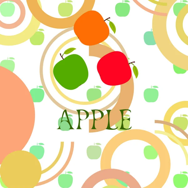 Ilustración Vectorial Del Marco Apple Diseño Tarjeta Vectorial Con Manzana — Vector de stock