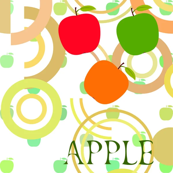 Apple Frame Vector Illustratie Vector Kaart Ontwerp Met Appel Blad — Stockvector