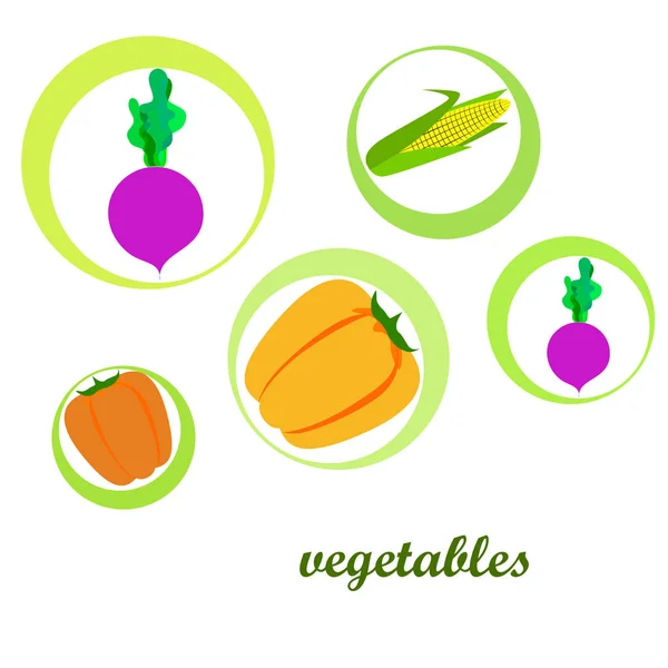 Taze sebzeler. Biber, pancar, mısır. Organik gıda posteri. Çiftçi pazarı tasarımı. Vektör. — Stok Vektör