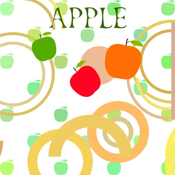 Illustration Vectorielle Cadre Apple Conception Carte Vectorielle Avec Pomme Feuille — Image vectorielle