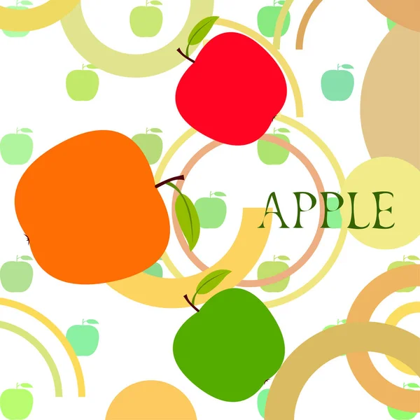 Illustration Vectorielle Cadre Apple Conception Carte Vectorielle Avec Pomme Feuille — Image vectorielle