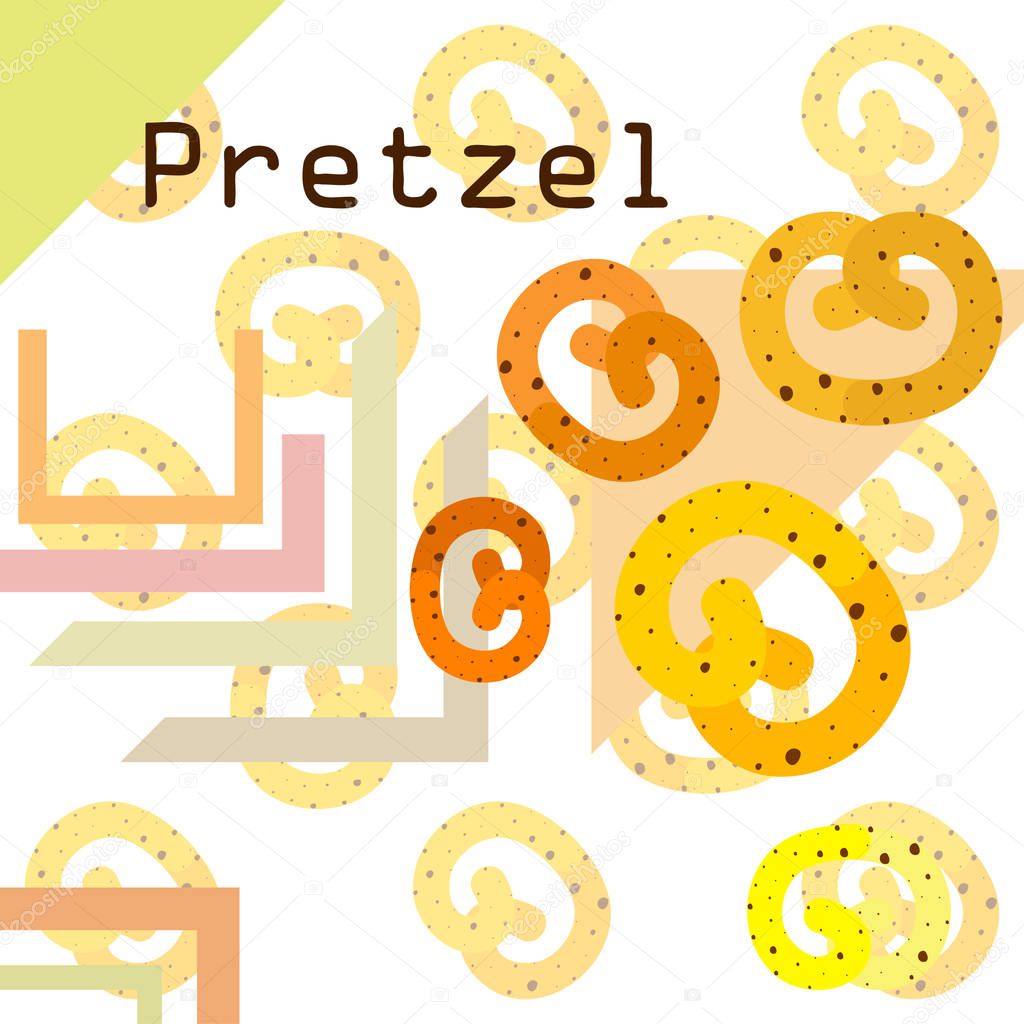 Pretzel Traditional baking. Illustration for the holiday Oktoberfest. Germany. Munich. Snack to beer. Cafe. Snack Bar. Bread. Bakery.