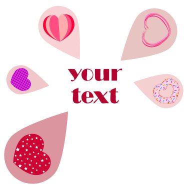 Kalpli soyut romantik arka plan. Sevgililer Günü için vektör zemin.