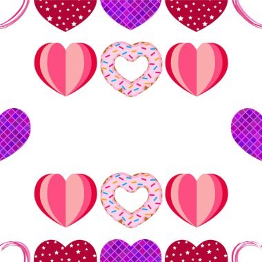 Kalpli soyut romantik arka plan. Sevgililer Günü için vektör zemin.