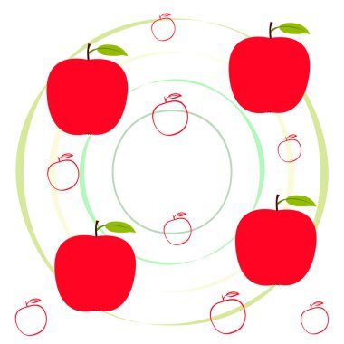 Apple çerçeve vektör illüstrasyon. Elma ve yaprak ile vektör kartı tasarımı.