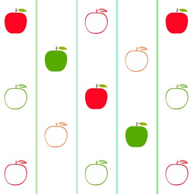 Apple çerçeve vektör illüstrasyon. Elma ve yaprak ile vektör kartı tasarımı.