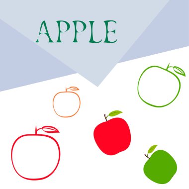 Apple çerçeve vektör illüstrasyon. Elma ve yaprak ile vektör kartı tasarımı.