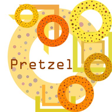 Haşhaş ve susam düz tasarım ile Simit. Fırın ürünlerinin vektör illüstrasyonu. Taze ve lezzetli ekmek yemek.