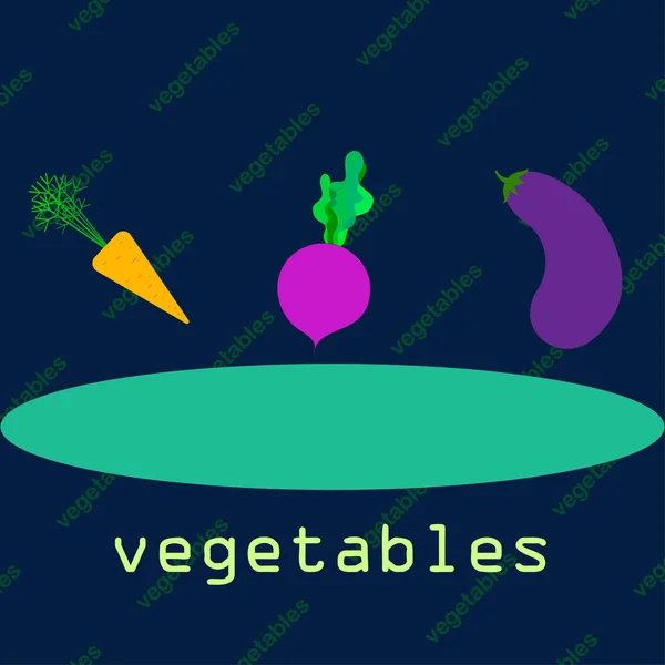 Καρότο, τεύτλα, μελιτζάνα, φρέσκα λαχανικά. Αφίσα βιολογικών τροφίμων. Σχεδιασμός αγροτικής αγοράς. Ιστορικό διανύσματος. — Διανυσματικό Αρχείο