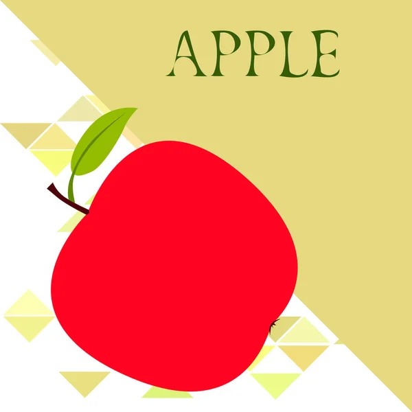 Ilustración vectorial del marco Apple. Diseño de tarjeta vectorial con manzana y hoja . — Archivo Imágenes Vectoriales