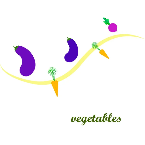 Морковь, свекла, баклажаны, свежие овощи. Плакат с органической едой. Дизайн фермерского рынка. Векторный фон . — стоковый вектор
