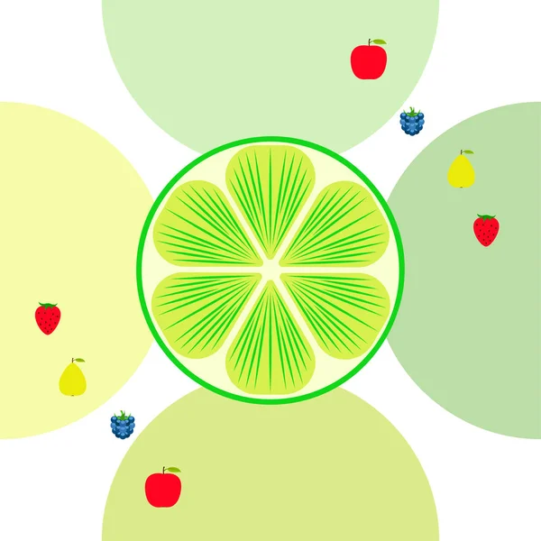 Frutas Bayas Iconos Coloridos Frutas Dibujos Animados Manzana Pera Mora — Vector de stock