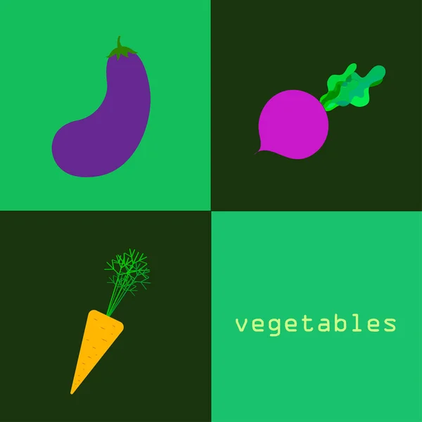 Havuç, pancar, patlıcan, taze sebze. Organik gıda posteri. Çiftçi pazarı tasarımı. Vektör arkaplanı. — Stok Vektör