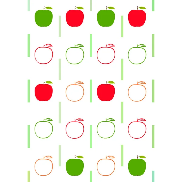 Illustration Vectorielle Cadre Apple Conception Carte Vectorielle Avec Pomme Feuille — Image vectorielle