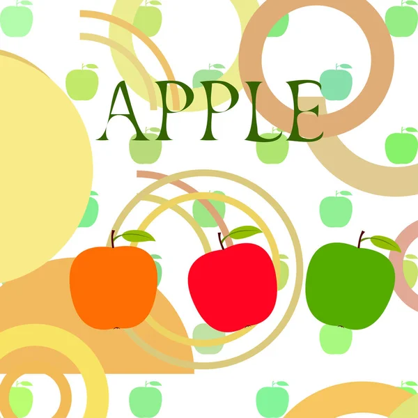 Illustration Vectorielle Cadre Apple Conception Carte Vectorielle Avec Pomme Feuille — Image vectorielle