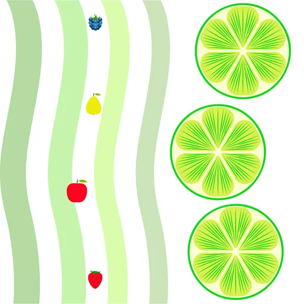 Frutas Bayas Iconos Coloridos Frutas Dibujos Animados Manzana Pera Mora — Vector de stock