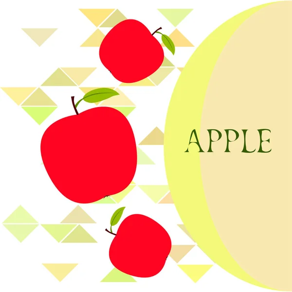 Ilustración vectorial del marco Apple. Diseño de tarjeta vectorial con manzana y hoja . — Archivo Imágenes Vectoriales