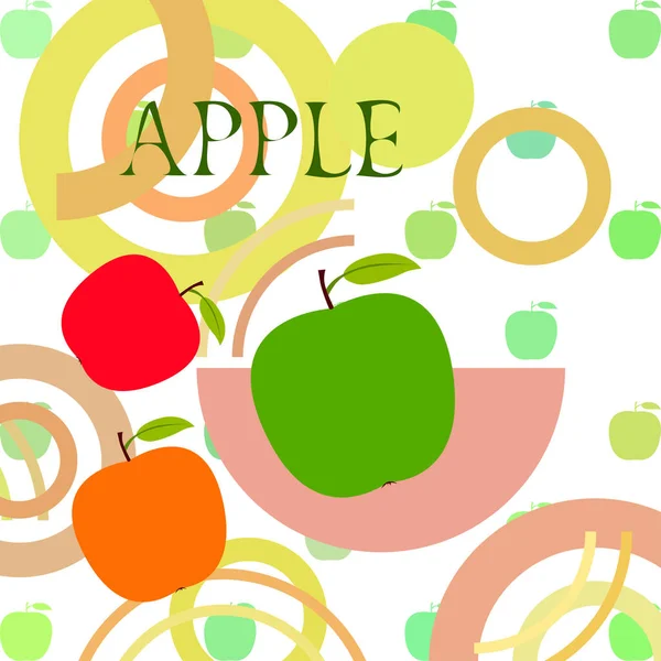 Illustrazione Vettoriale Cornice Apple Scheda Vettoriale Con Mela Foglia — Vettoriale Stock