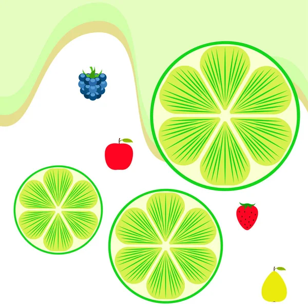 Fruit Bessen Kleurrijke Cartoon Fruit Iconen Appel Peer Blackberry Aardbei — Stockvector